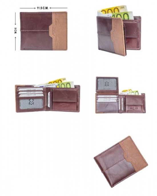 Men's Wallet in Stylish Combinations - Brown & Tan - 1010 Men's Wallet in Stylish Combinations - Brown & Tan - 1010