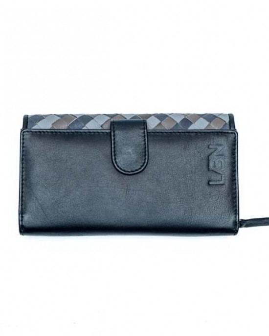 Women's Wallet with Handwoven Design - Black & Grey or Black & Tan - 1101 Women's Wallet with Handwoven Design - Black & Grey or Black & Tan - 1101
