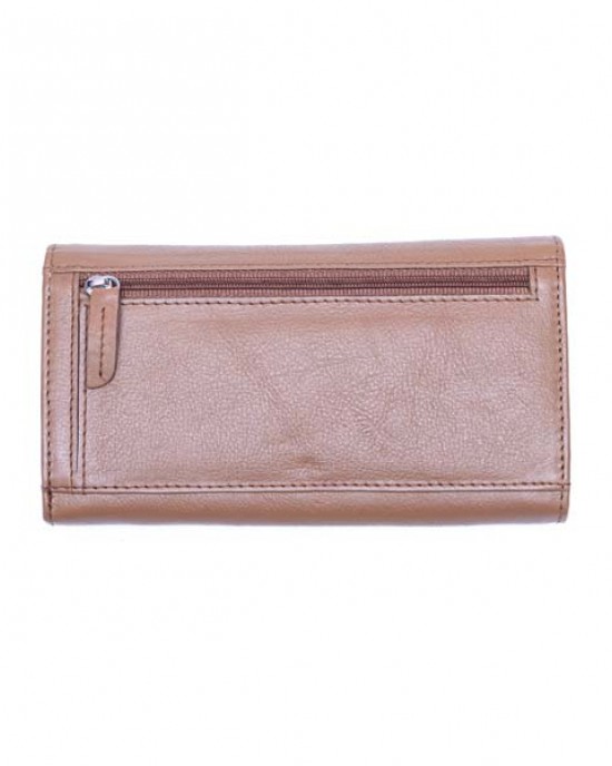 Women's Wallet with Metal Plate - Tan & Red - 1108M | RFID Protection Women's Wallet with Metal Plate - Tan & Red - 1108M | RFID Protection