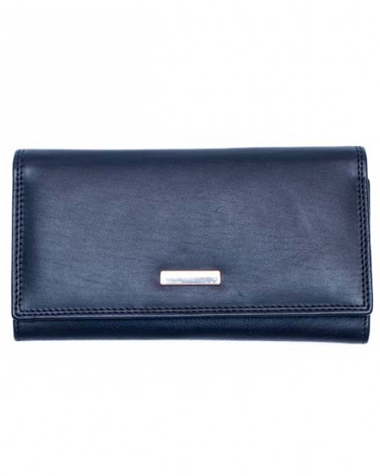 Women's Wallet with Metal Plate - Black - 1110M | RFID Protection Women's Wallet with Metal Plate - Black - 1110M | RFID Protection