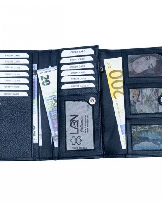 Women's Wallet with Metal Plate - Black - 1110M | RFID Protection Women's Wallet with Metal Plate - Black - 1110M | RFID Protection