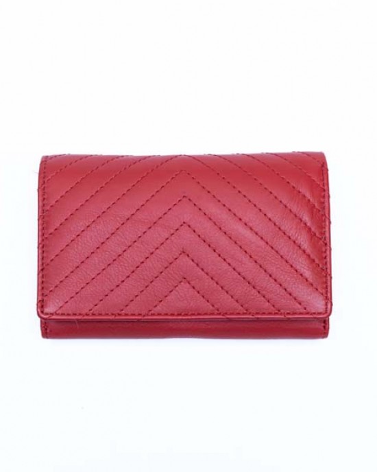 Women's Wallet with Thread Stitched Design - Red - 1111 | RFID Protection Women's Wallet with Thread Stitched Design - Red - 1111 | RFID Protection
