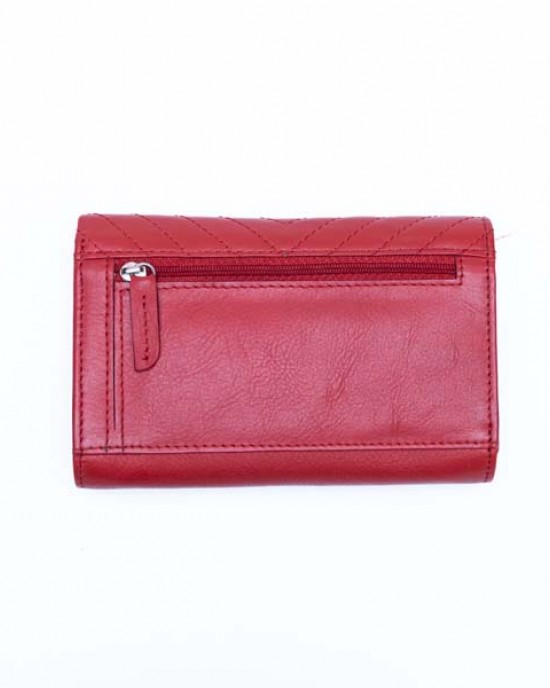 Women's Wallet with Thread Stitched Design - Red - 1111 | RFID Protection Women's Wallet with Thread Stitched Design - Red - 1111 | RFID Protection