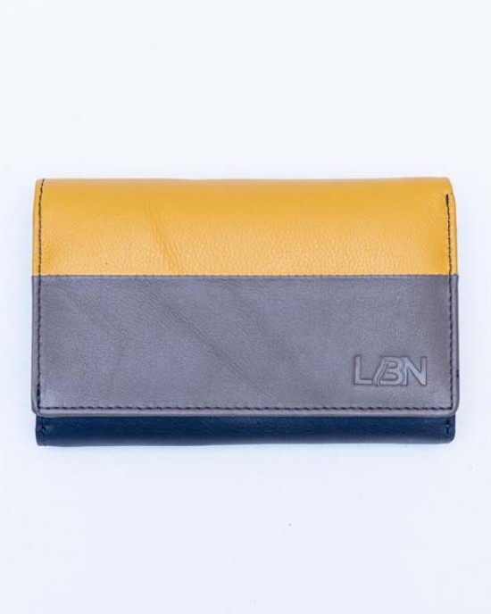 Women's Wallet - Blue with Grey & Yellow - 1107 | RFID Protection Women's Wallet - Blue with Grey & Yellow - 1107 | RFID Protection