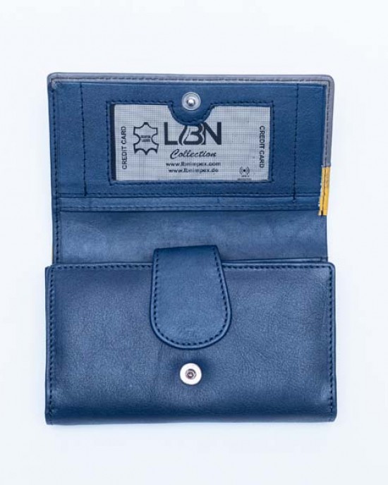 Women's Wallet - Blue with Grey & Yellow - 1107 | RFID Protection Women's Wallet - Blue with Grey & Yellow - 1107 | RFID Protection