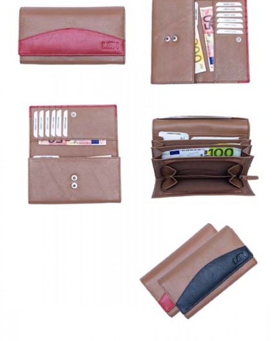Women's Wallet - Tan & Rad or Tan & Black - 1108 | RFID Protection Women's Wallet - Tan & Rad or Tan & Black - 1108 | RFID Protection